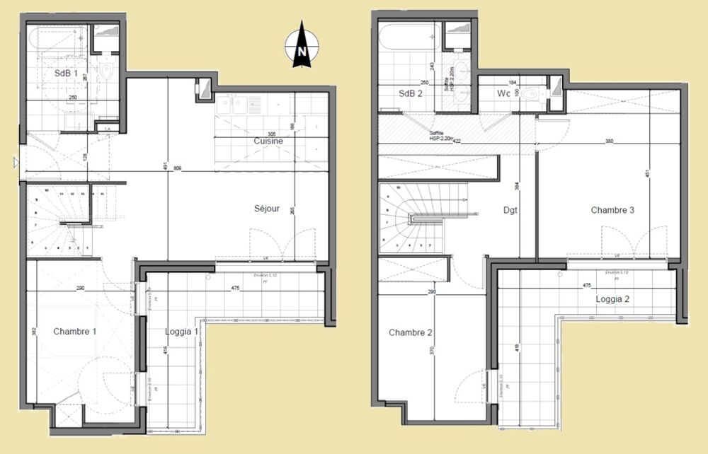 appt T4 neuf à vendre en Nue Propriété à SAINT CLOUD (92) surface habitable 96.37 m2 + 2 loggias + 2 parkings