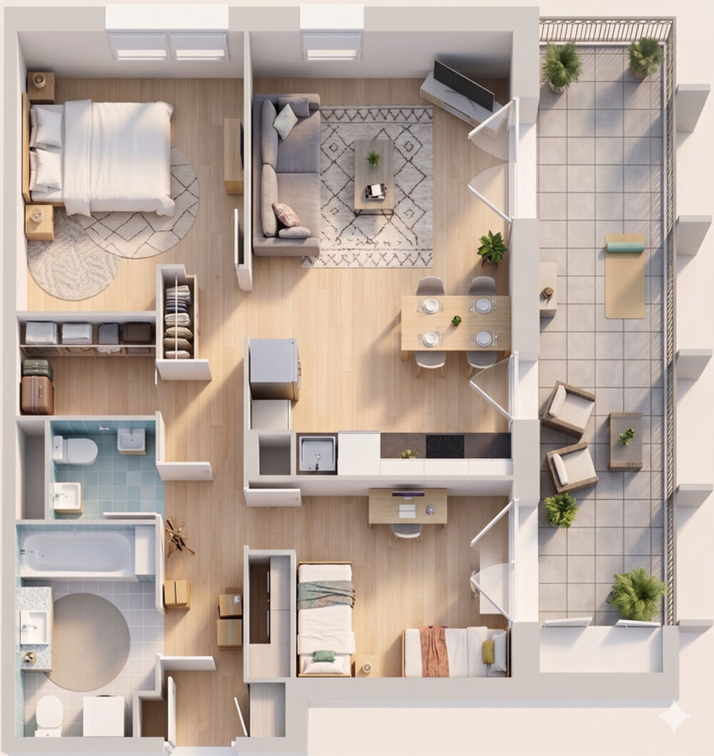 Vente Appartement T3 au 7ème étage avec terrasse de 17 m² et placards extérieurs – Pantin Pantin