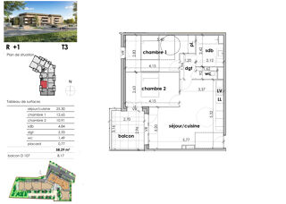 Vente Appartement SAUVIAN. T3 PREMIER ÉTAGE 58 M², BALCON OUEST 8 M² ET PARKING Sauvian