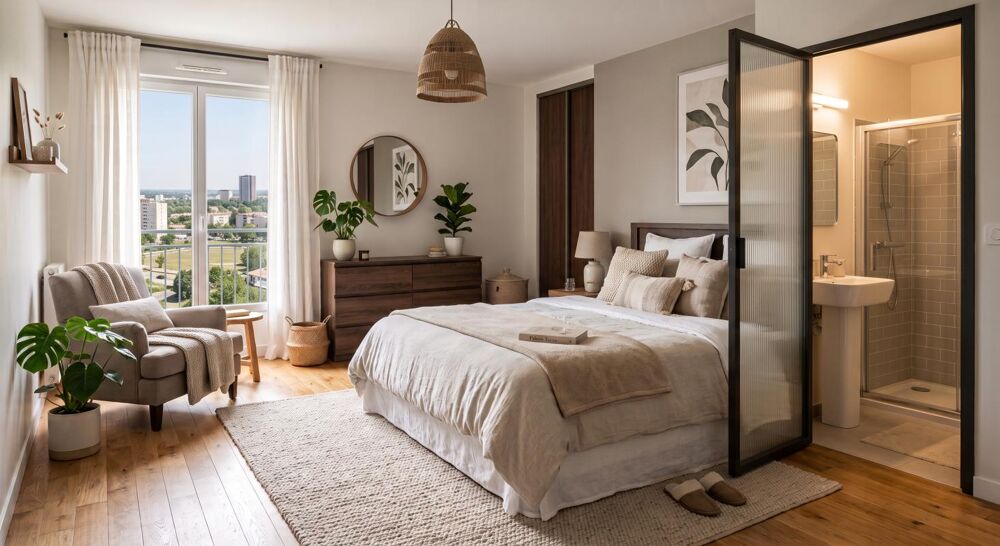**Appartement 3 chambres TRAVERSANT en DERNIER ETAGE vue dégagée sur BORDEAUX, à 2 pas des QUAIS avec double EXTERIEUR et 2 plac
