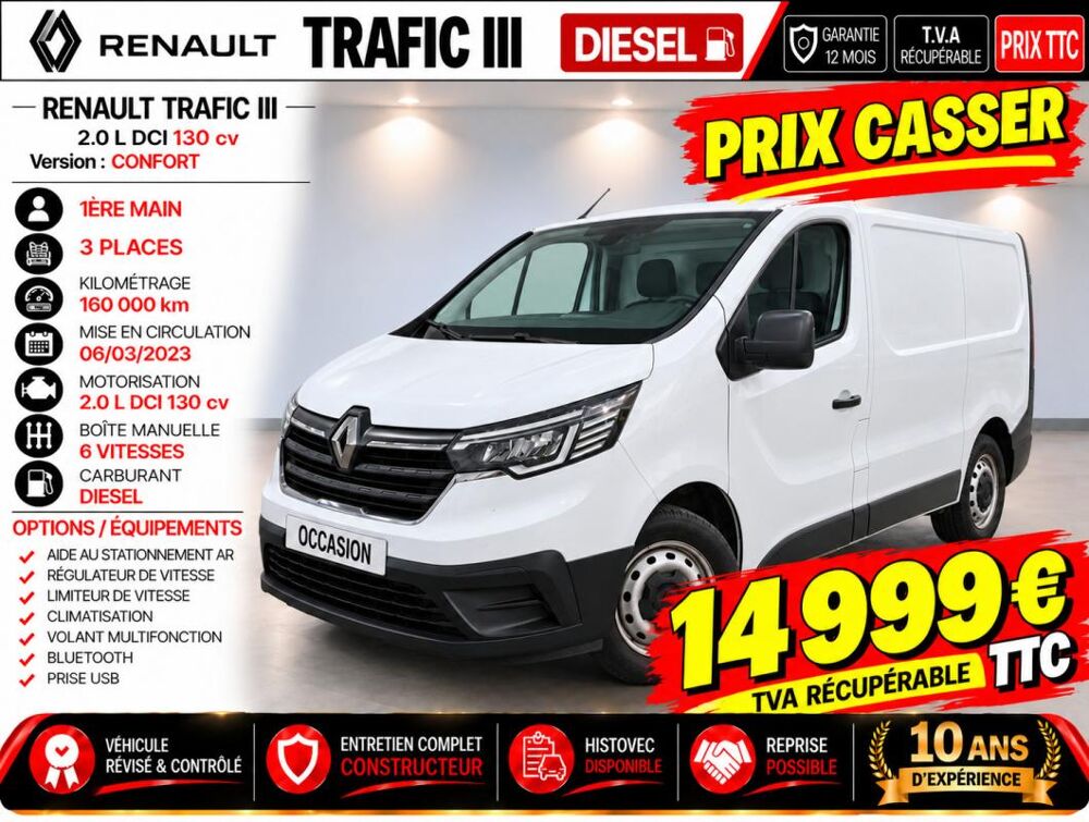 Trafic 1&deg; Main / 2L Dci 130cv Version CONFORT L1H1 CLIM/REGUL/T&eacute;L/R 2023 occasion 60430 Abbecourt