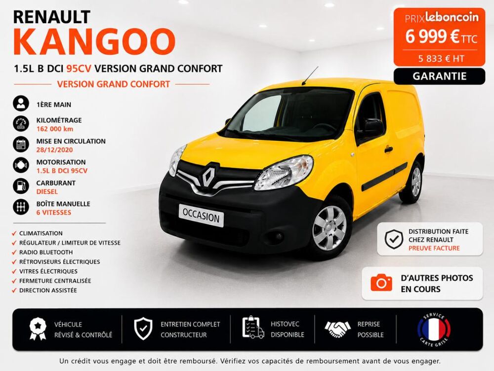 Kangoo Express 1&deg; Main / 1.5L B DCI 95cv de 2021 version GRAND CONFORT CLIM 2021 occasion 60430 Abbecourt