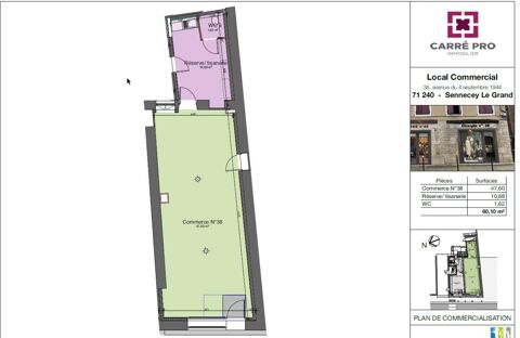   Local commercial/professionnel 60.10m² Neuf à louer 