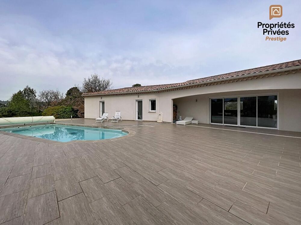 Villa plain-pied 205 m², 4 ch. , Piscine chauffée 5×9 , Vue Mont Aurélien , Parcelle constructible, DPE B ? Ollières 83570