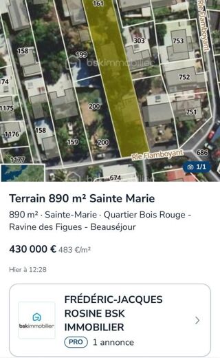  Terrain  vendre 890 m
