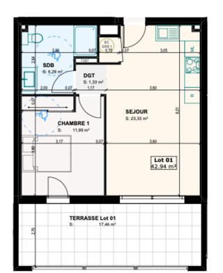  Appartement � vendre 2 pi�ces 43 m�