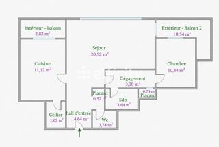  Appartement � vendre 2 pi�ces 59 m�