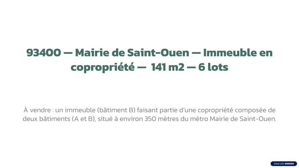 Vente Immeuble Immeuble Saint ouen sur seine