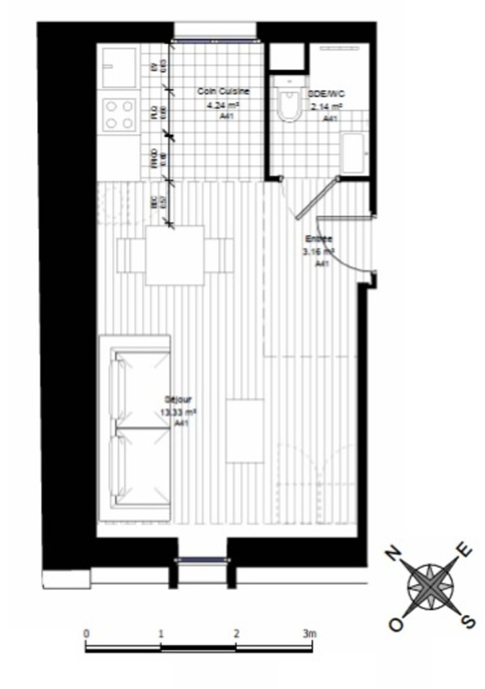 STUDIO entièrement rénové à vendre CLICHY (92) surface habitable 23 m2 au 4e étage
