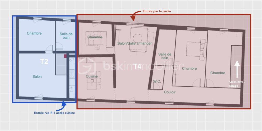 Maison T4 + Appartement T2 à rénover