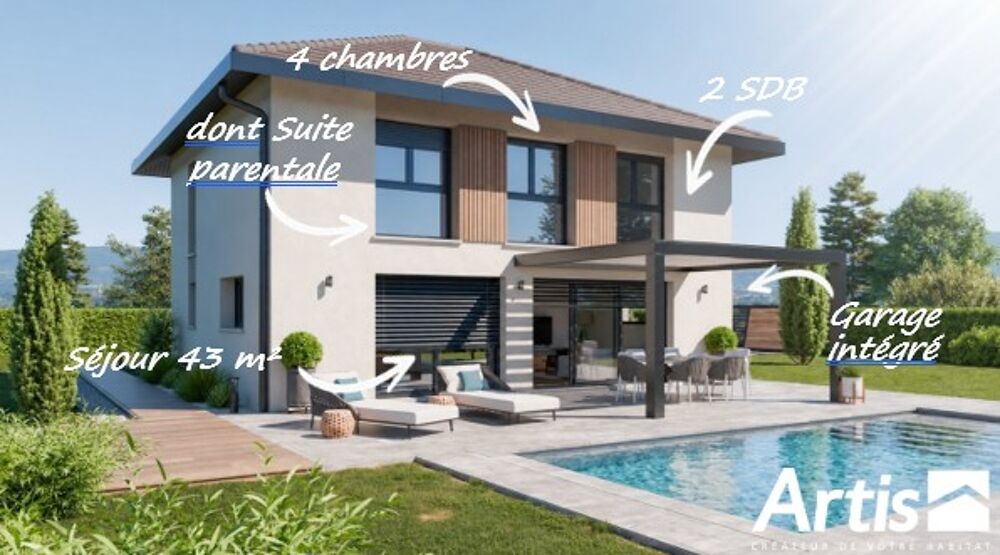 CROZET - Secteur Télécabine - Terrain 580 m² + Maison ARTIS 122m² avec Garage