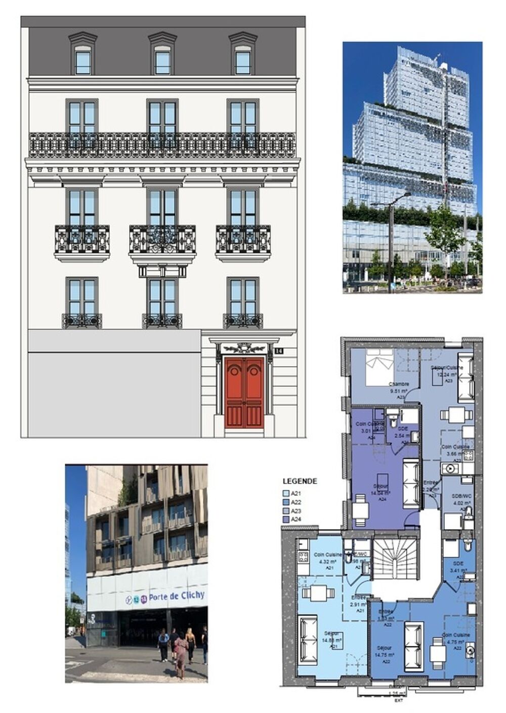 studio entièrement rénové à vendre CLICHY (92), surface habitable 19,52 m2