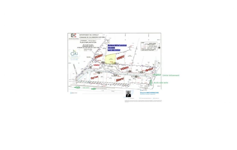 Vente Terrain Terrain constructible - viabilisé - 685m² Colombières sur Orb Colombieres sur orb