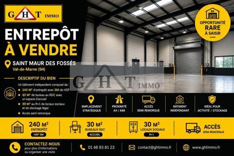 A VENDRE ENTREPOT BUREAU SAINT MAUR DES FOSSES 825000 94100 Saint maur des fosses