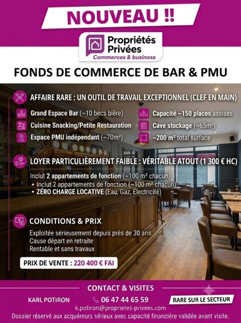 BAR, FDJ, PMU  AVEC TR&Egrave;S GROS POTENTIEL +  2 appartements 220400 59410 Anzin