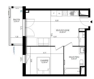  Appartement à louer 2 pièces 43 m²