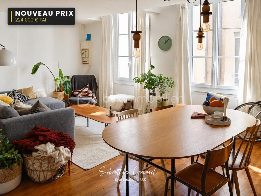 Vente Appartement Nouveau prix · Grand T1 bis 55,41 m² de caractère, pierre et lumière sud-ouest · DPE C · Montpellier Écusson (34000) · rue Caban Montpellier
