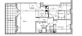  Appartement à louer 3 pièces 65 m²