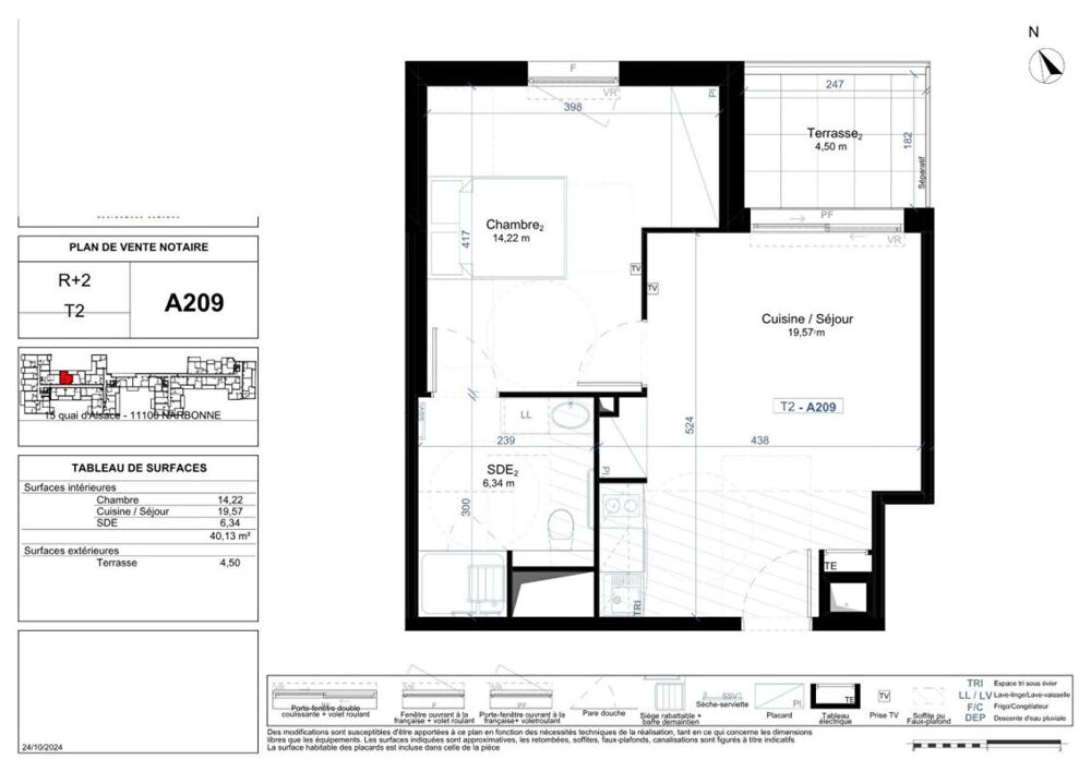 Appartement Narbonne 2 pièce(s) 40.13 m2