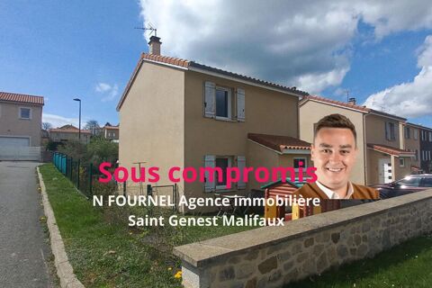 Saint Genest Malifaux 42660 centre bourg Maison individuelle  environ 85m² habitables 3 chambres, buanderie 250m² de terrain pla 230000 Saint-Genest-Malifaux (42660)