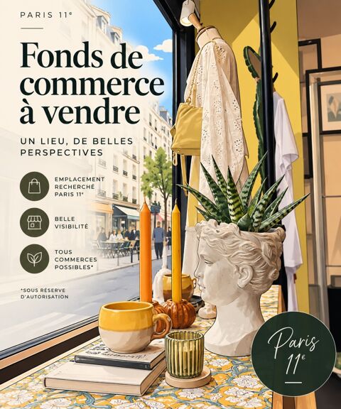 Fonds de commerce &agrave; vendre PARIS 11EME ARRONDISSEMENT (75) -  OBERKAMPF / PARMENTIER – BOUTIQUE 74 M&sup2; – VITRINE 5 M – 162 400 € 162400 75011 Paris 11eme arrondissement