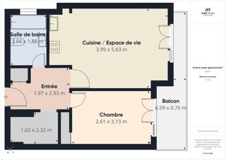  Appartement à vendre 2 pièces 44 m²