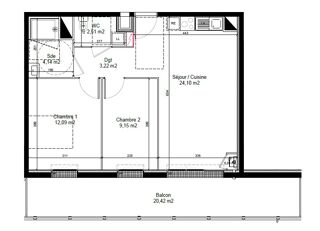  Appartement à louer 3 pièces 55 m²