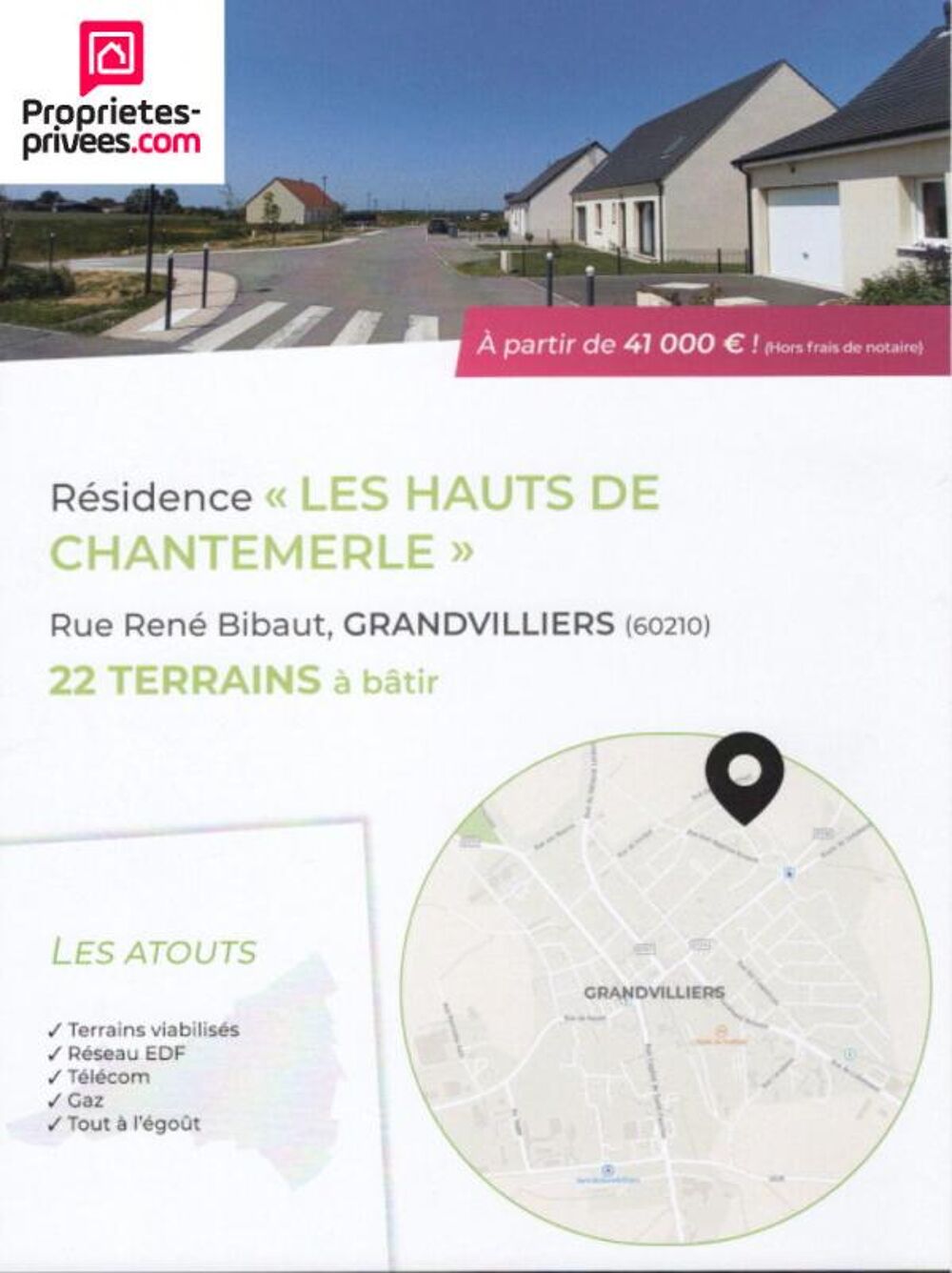 Vente Terrain Terrain  btir Grandvilliers 510 m2, viabilis Grandvilliers