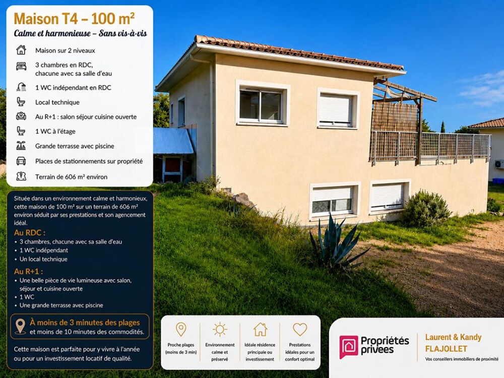 Villa de 100 m2 avec piscine proche des plages - LECCI (20137) - CORSE DU SUD - FRANCE