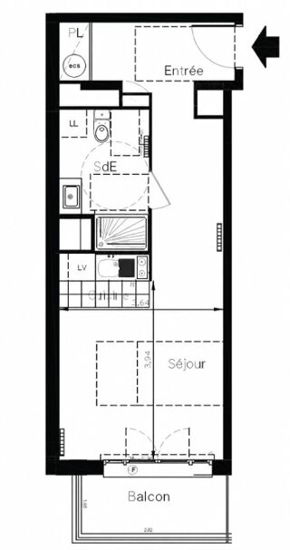  Appartement à louer 1 pièce 32 m²