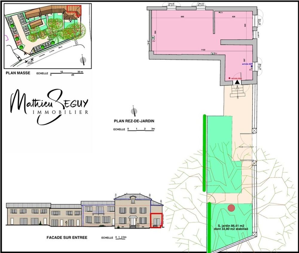 GREZIEU LA VARENNE plateau appartement T3 de 63,59 m² avec jardin de 86.41 m² avec 2 stationnements