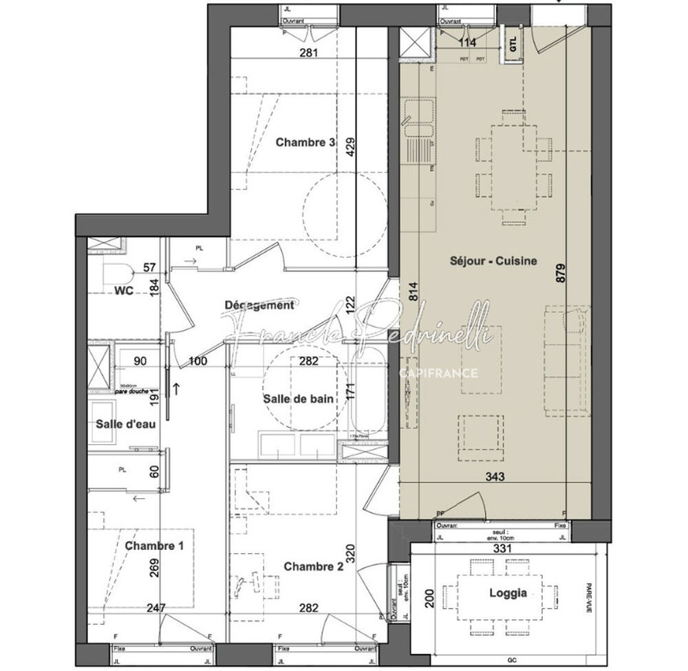 Appartement T4 de standing avec balcon vue dégagée au 8e étage  Lyon Confluence