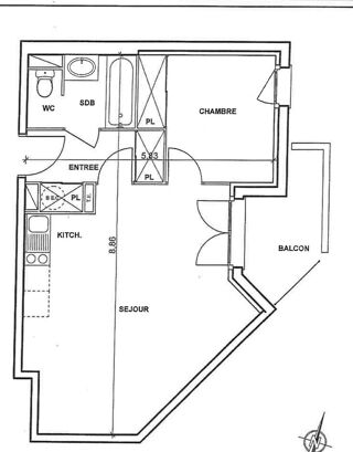  Appartement  vendre 2 pices 36 m