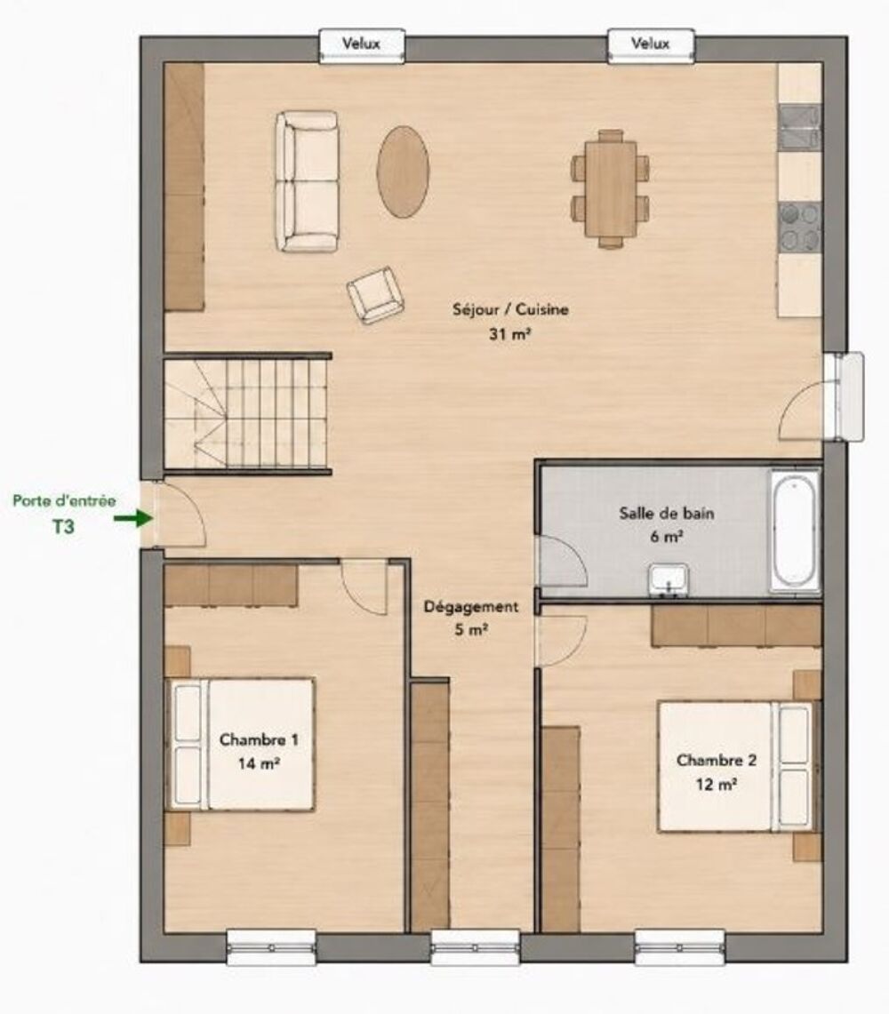 Plateau brut de 105 m² à aménager  Idéal investisseur  Potentiel de création de 2 logements