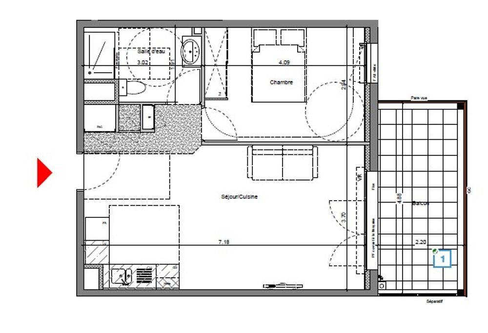 Location Appartement T2 avec balcon et parking à MONTEUX Monteux