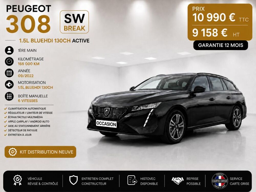 308 SW 1&deg; Main / B HDI 130CH S&S BVM6 ACTIVE GPS/R&eacute;gul/T&eacute;l/ CT & di 2023 occasion 60430 Abbecourt