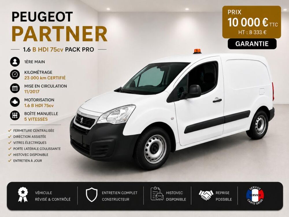 Partner 1&deg; Main / 1.5L B HDI 75cv Pack PRO Seulement 23 000km ! idem 2018 occasion 60430 Abbecourt