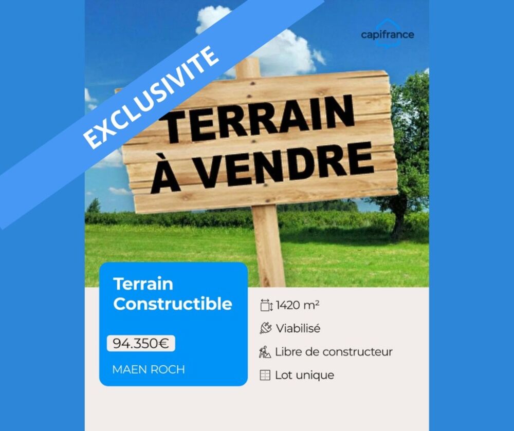 Vente Terrain Terrain à vendre de 1 420 m² MAEN ROCH (35) Saint etienne en cogles