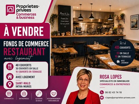 35400 SAINT MALO - RESTAURANT 60 M2, 48 COUVERTS DONT 16 EN TERRASSE 90000 35400 Saint malo