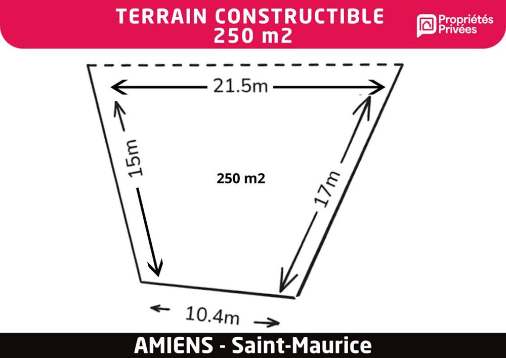 Vente Terrain Terrain constructible 250 m2 -  Amiens Saint-Maurice Amiens