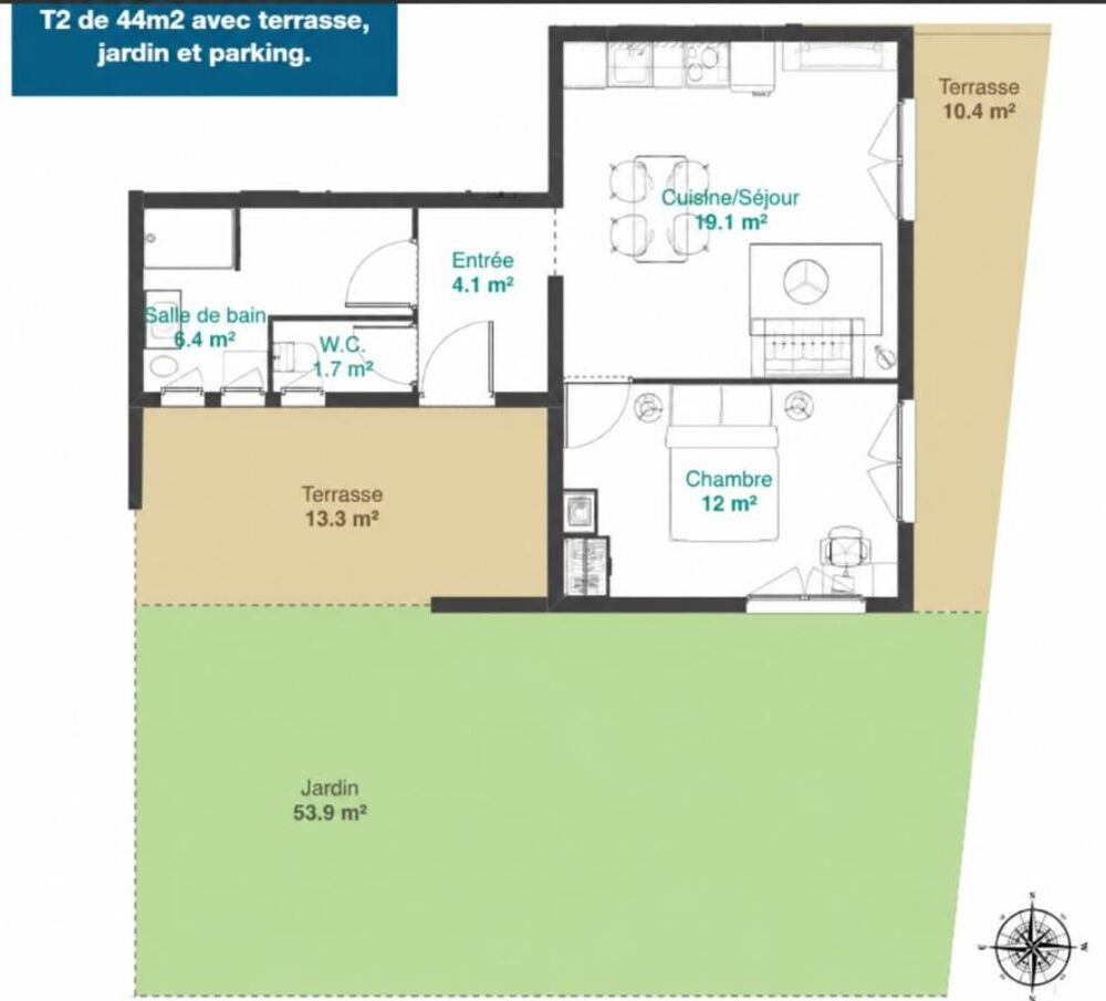 Location Appartement Appartement T2 neuf avec terrasses, jardin et parking à Pau Pau