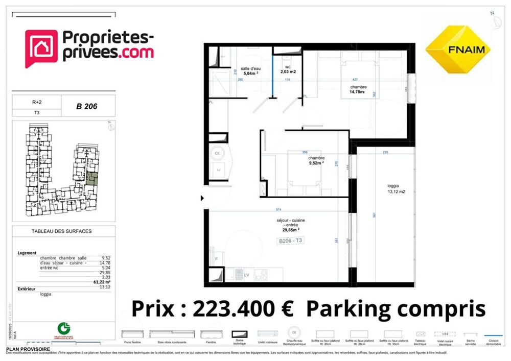 Vente Appartement QUARTIER RESIDENTIEL - Appartement  3 pièce(s) 62.96 m2 Narbonne
