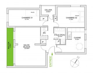  Appartement  vendre 3 pices 70 m