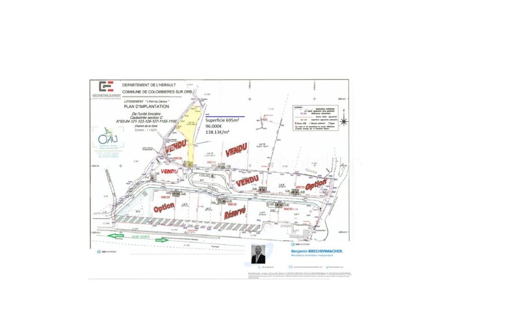 Vente Terrain Terrain constructible - viabilisé - 695m² à Colombières sur Orb Colombieres sur orb