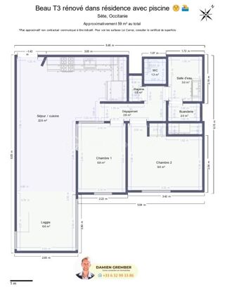  Appartement � vendre 3 pi�ces 47 m�