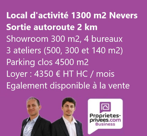 NEVERS, LOCATION -  LOCAL D'ACTIVITE 1300 M&sup2; AVEC PARKING 4500 M&sup2; 4350 58000 Nevers
