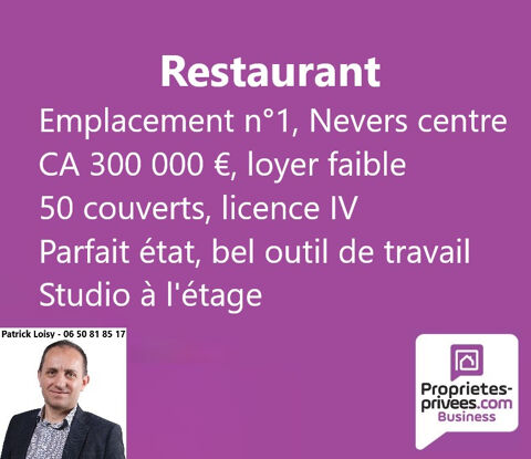 NEVERS CENTRE -  FONDS DE COMMERCE RESTAURANT 187000 58000 Nevers