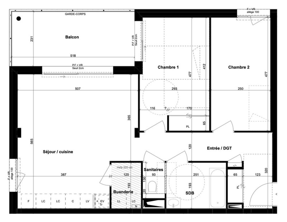 COGNIN (73100) : Appartement T3, un balcon, une place de parking privative