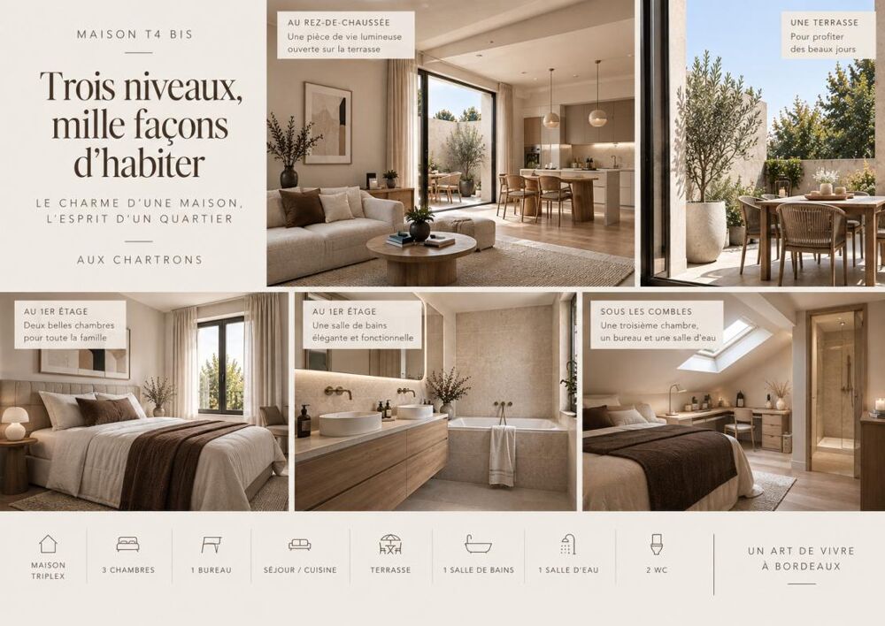 Maison T4 bis aux Chartrons  Trois niveaux, mille façons dhabiter