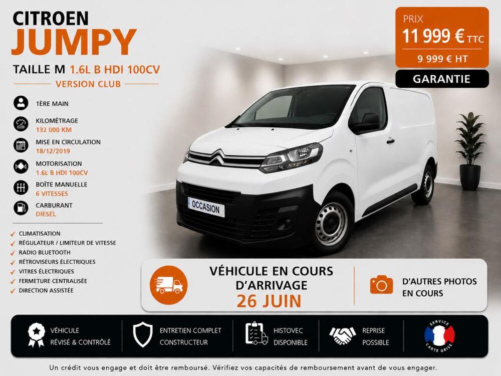 Jumpy 1&deg; Main / 2L B HDI 120cv Grip Control Taille M Clim/Limit/Ra 2020 occasion 60430 Abbecourt